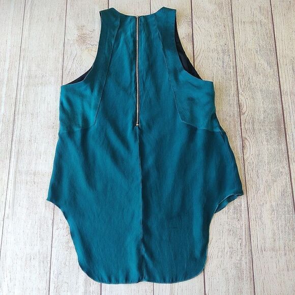 Rag & Bone Adeline silk teal high low sleeveless top sz S - Picture 4 of 7